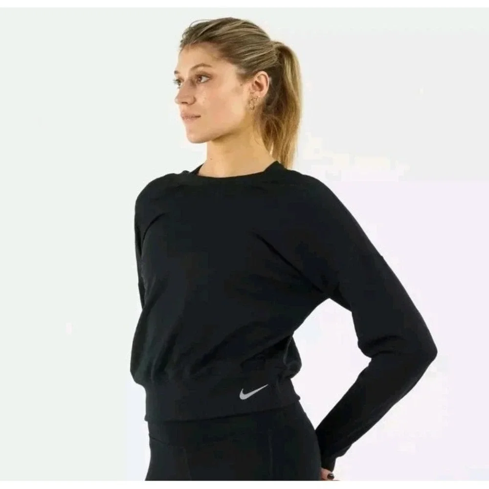 NIKE THERMA-FIT Element Crew Neck Sweatshirt‎ Sz 2X Black Active Gym Long Sleeve